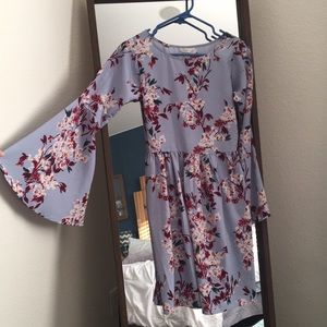 PRETTY PATTERENED SUMMER DRESS WITH BELL SLEEVES